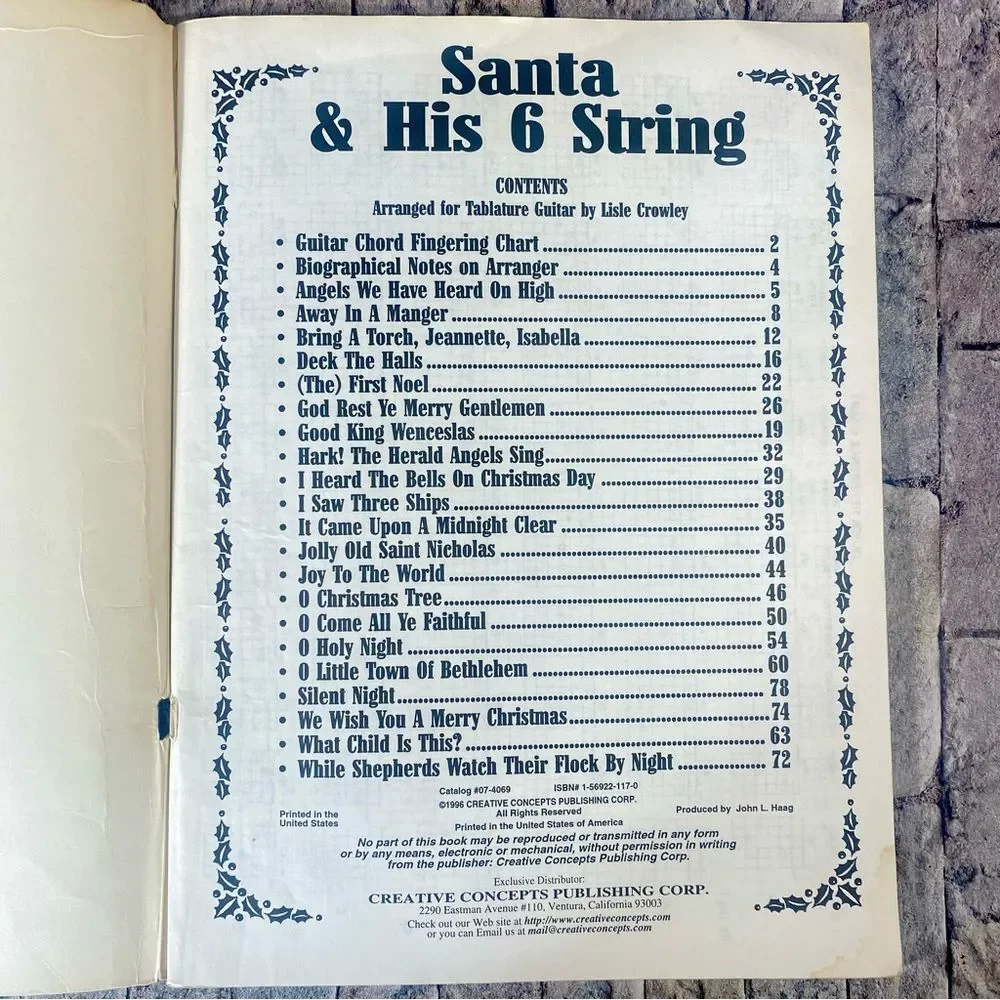 Santa And His 6 String Vintage 1996 Guitar Music Book Paperback
